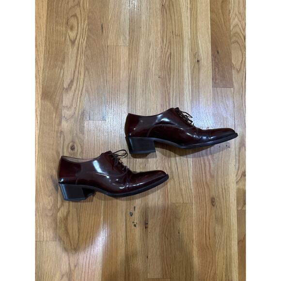 Fratelli Rossetti Women's Block Heel Pointed Toe Lace Up Oxfords Red Leather 37 - Picture 3 of 9